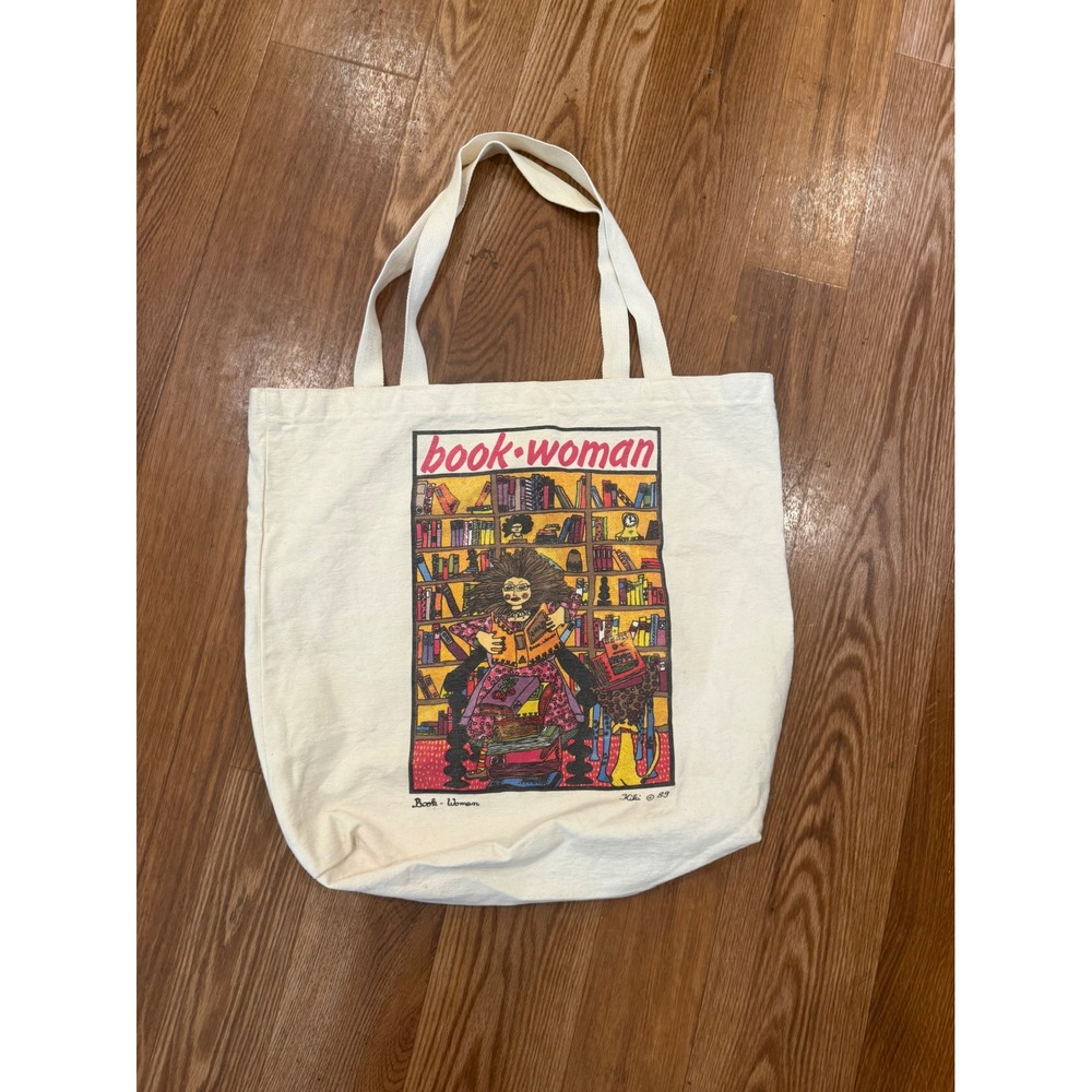 Vintage Book Woman Tote Bag Womens OS Cream 1989 Kiki Graphic Canvas Shopper